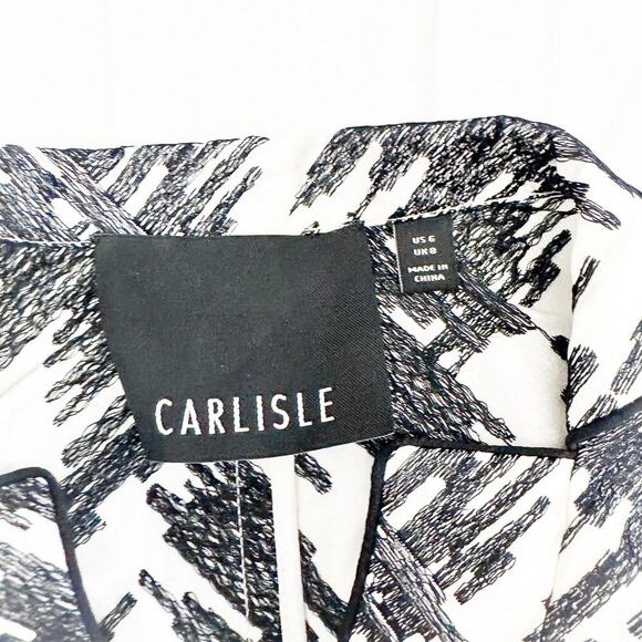 Carlisle Patterned Black White Modern Print Business Blazer 1-Button Size 6 - Picture 3 of 5